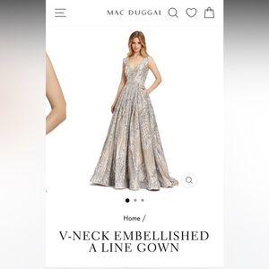 MACDUGGAL | Size 16 | Vneck Embellished A-Line Gown | EUC